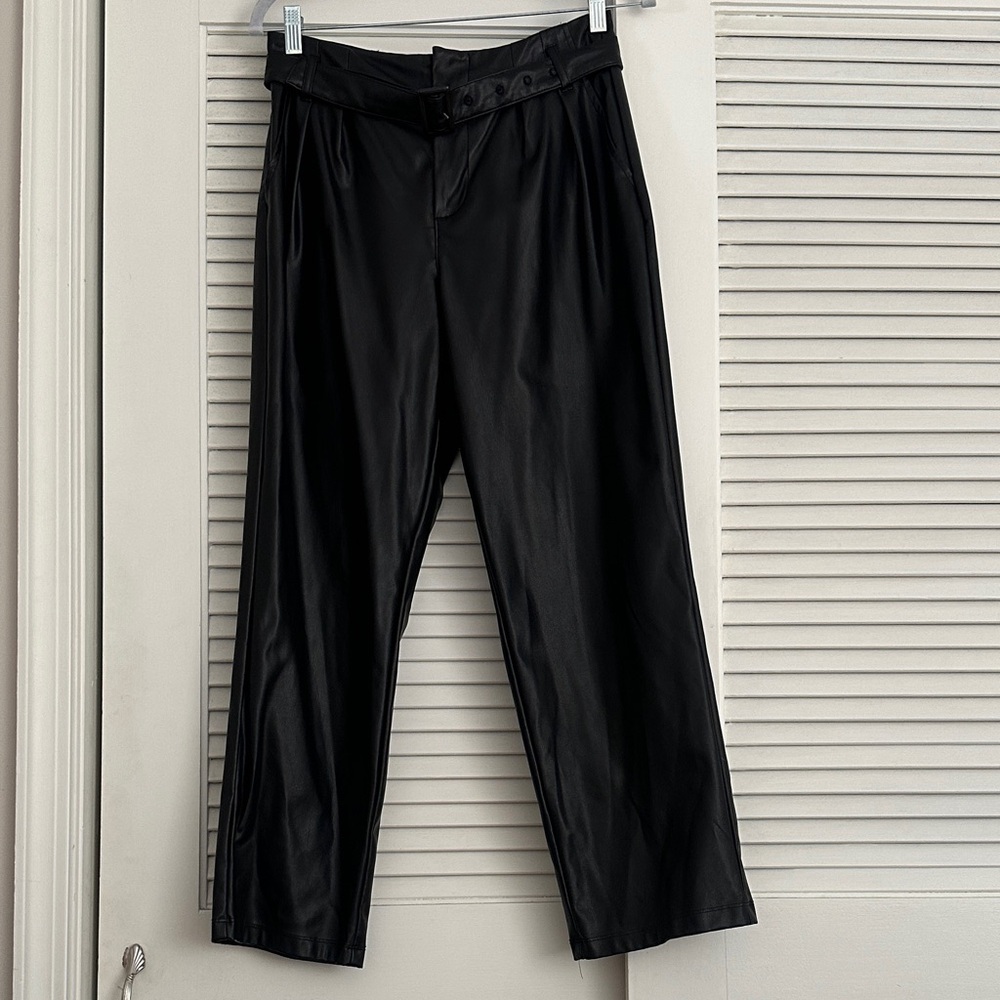 Elegant Black Leather Dress Pants